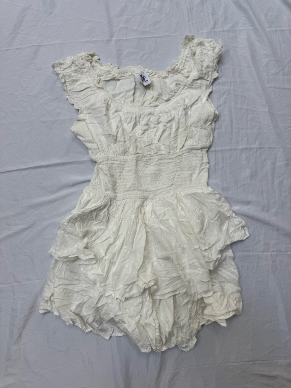 Princess Polly Ivory Ruffled Smocked Waist Romper